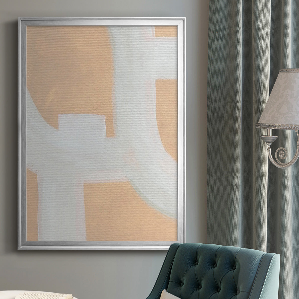 Neutral Winding Paths II - Modern Framed Canvas Print