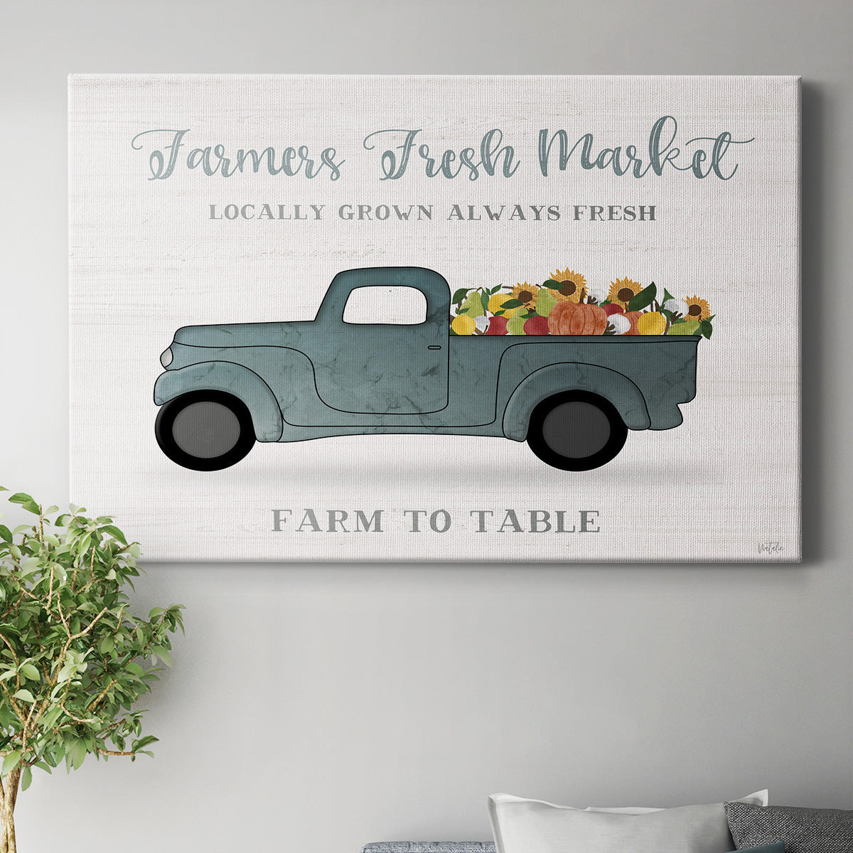 Fresh Sunflowers Truck Premium Gallery Wrapped Canvas - Ready to Hang