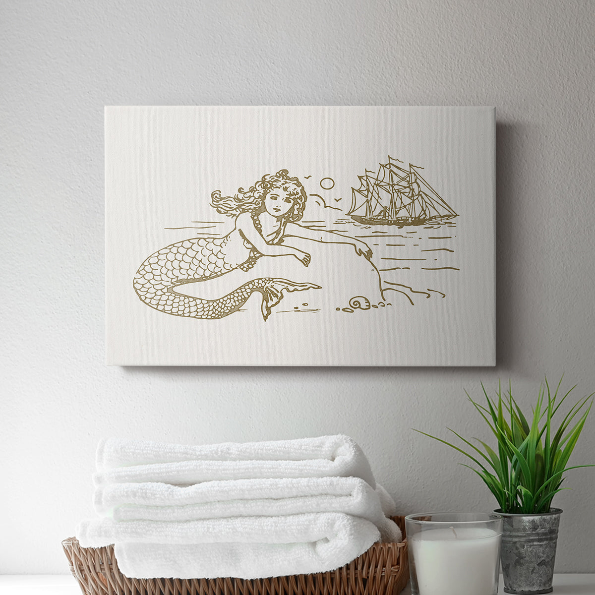 Sunning Mermaid I - Canvas Art Print