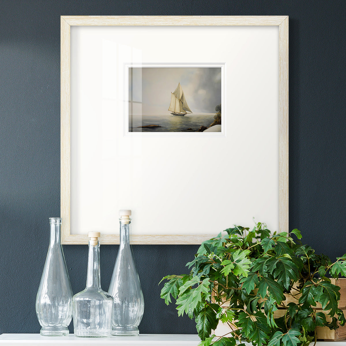 Foggy Sail I Premium Framed Print Double Matboard