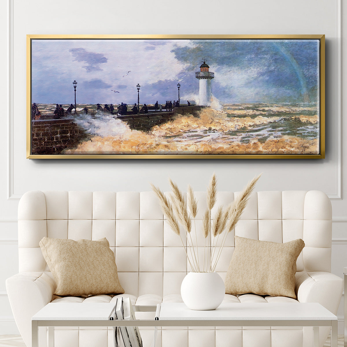 The Jetty at Le Havre, 1868 - Floater Framed Canvas Print