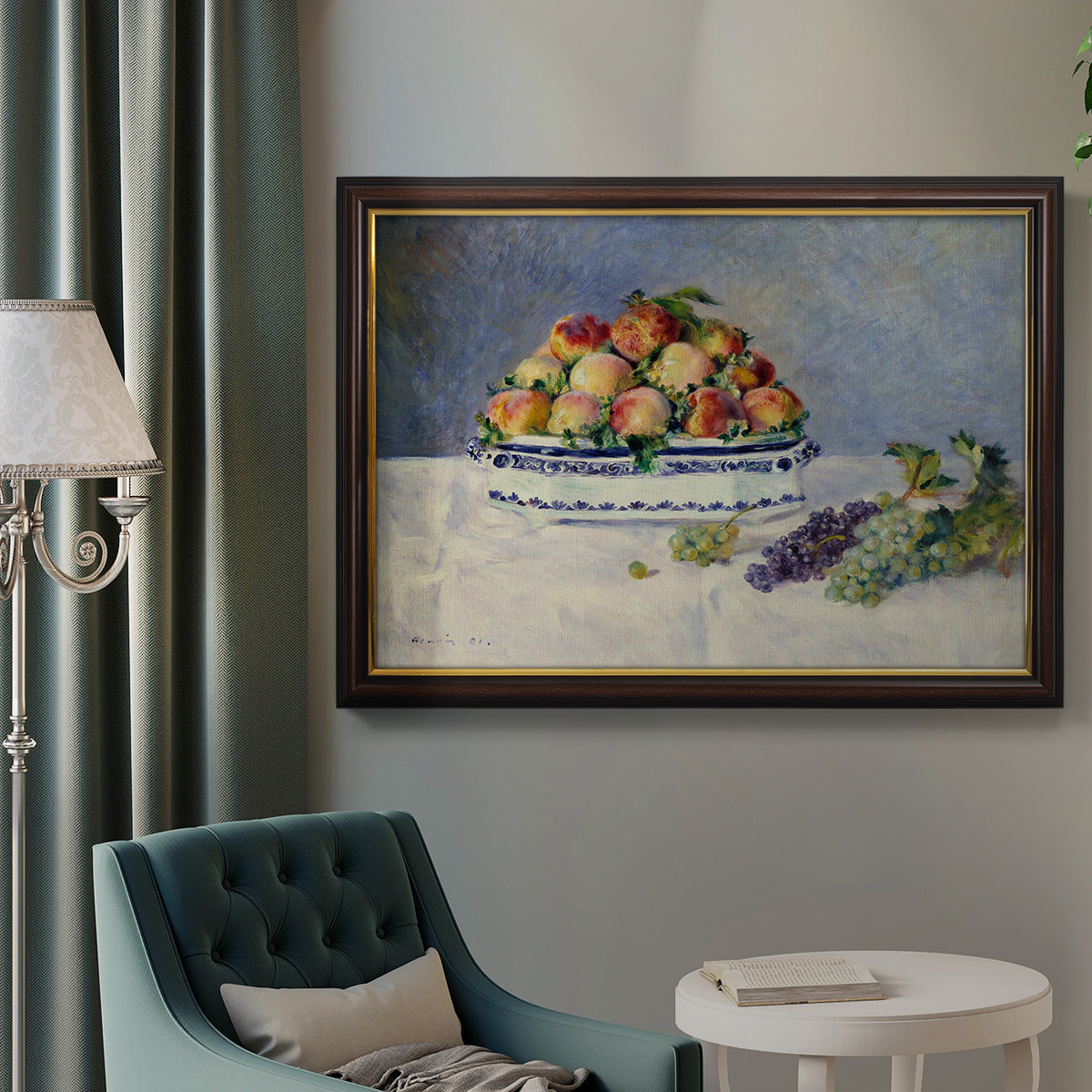 Still Life with Peaches and Grapes Premium Framed Canvas- Ready to Hang