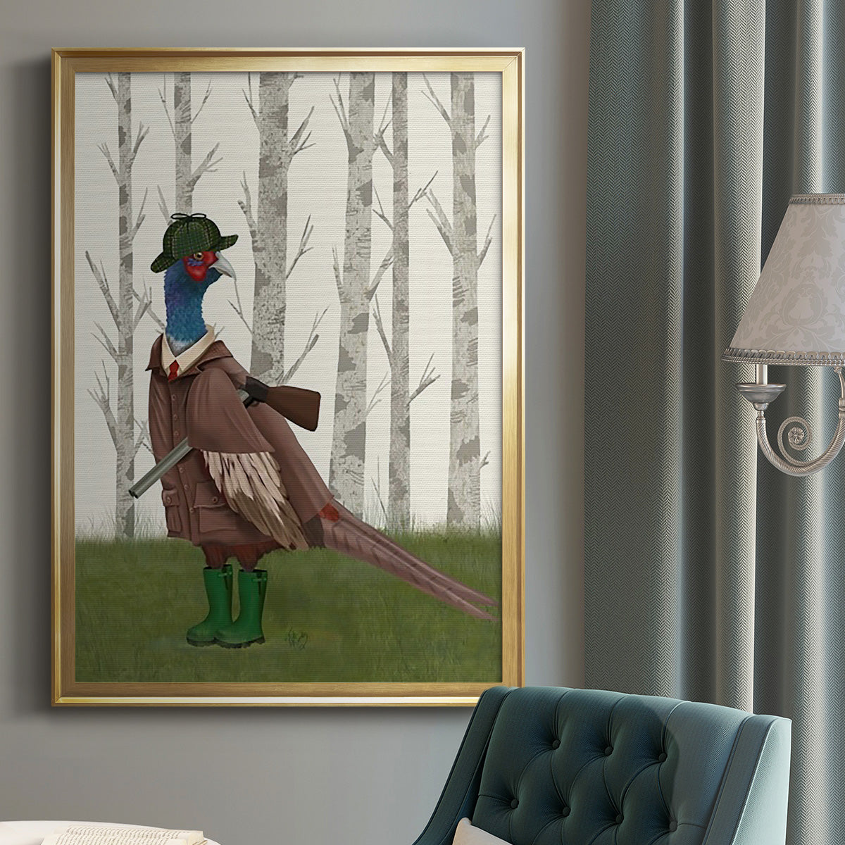 Pheasant Shooting Party 5 - Modern Framed Canvas Print