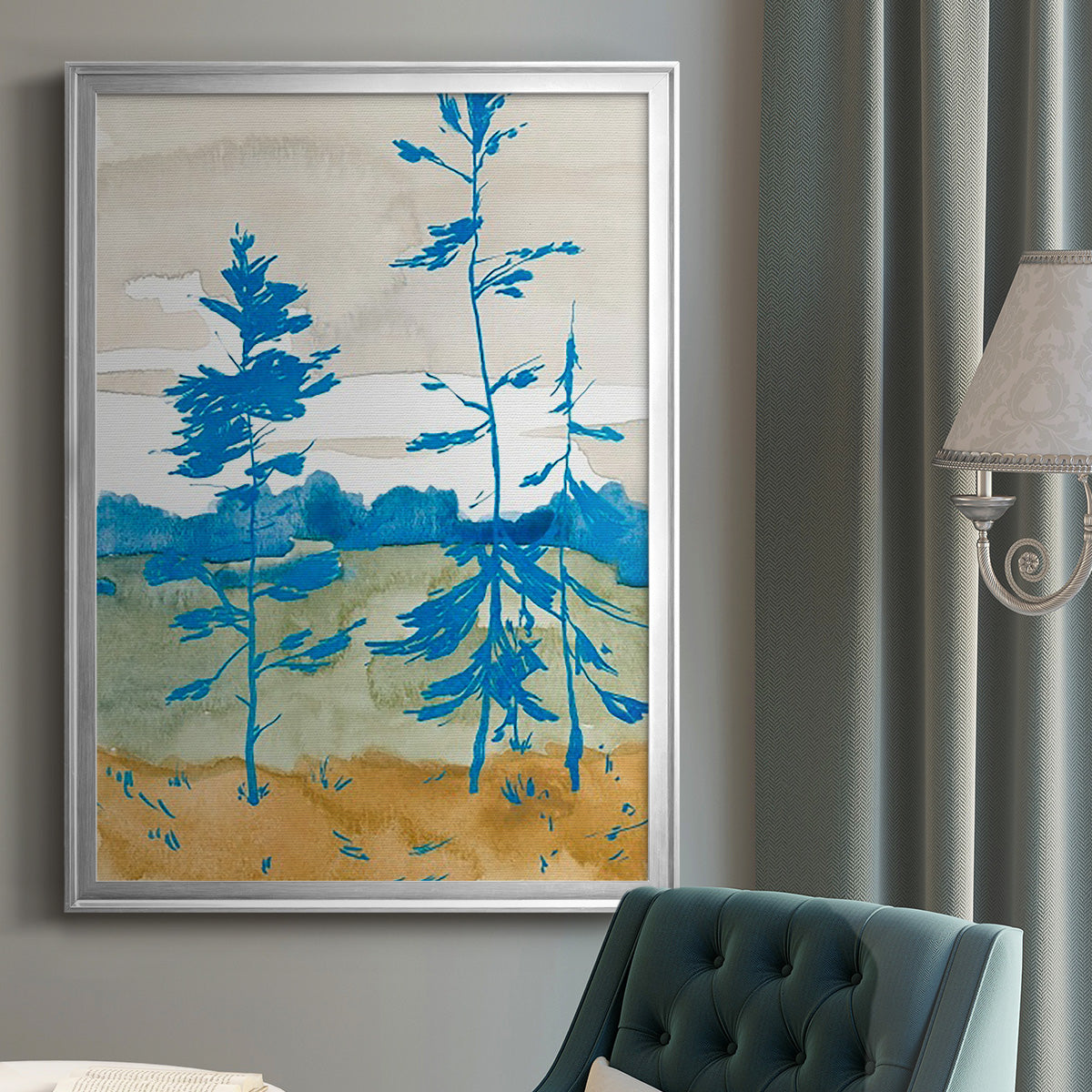 Cerulean Spruce II - Modern Framed Canvas Print