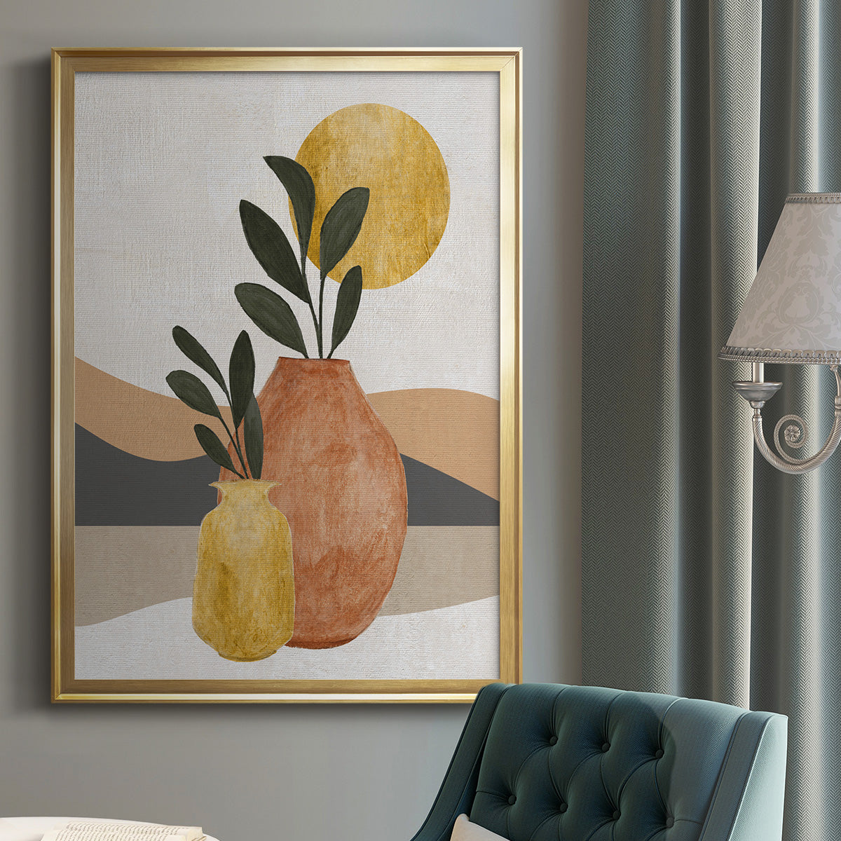 Adobe Moon II - Modern Framed Canvas Print