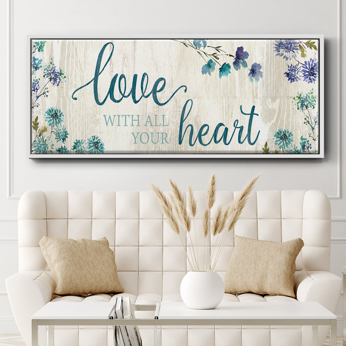 Love With All Your Heart - Floater Framed Canvas Print