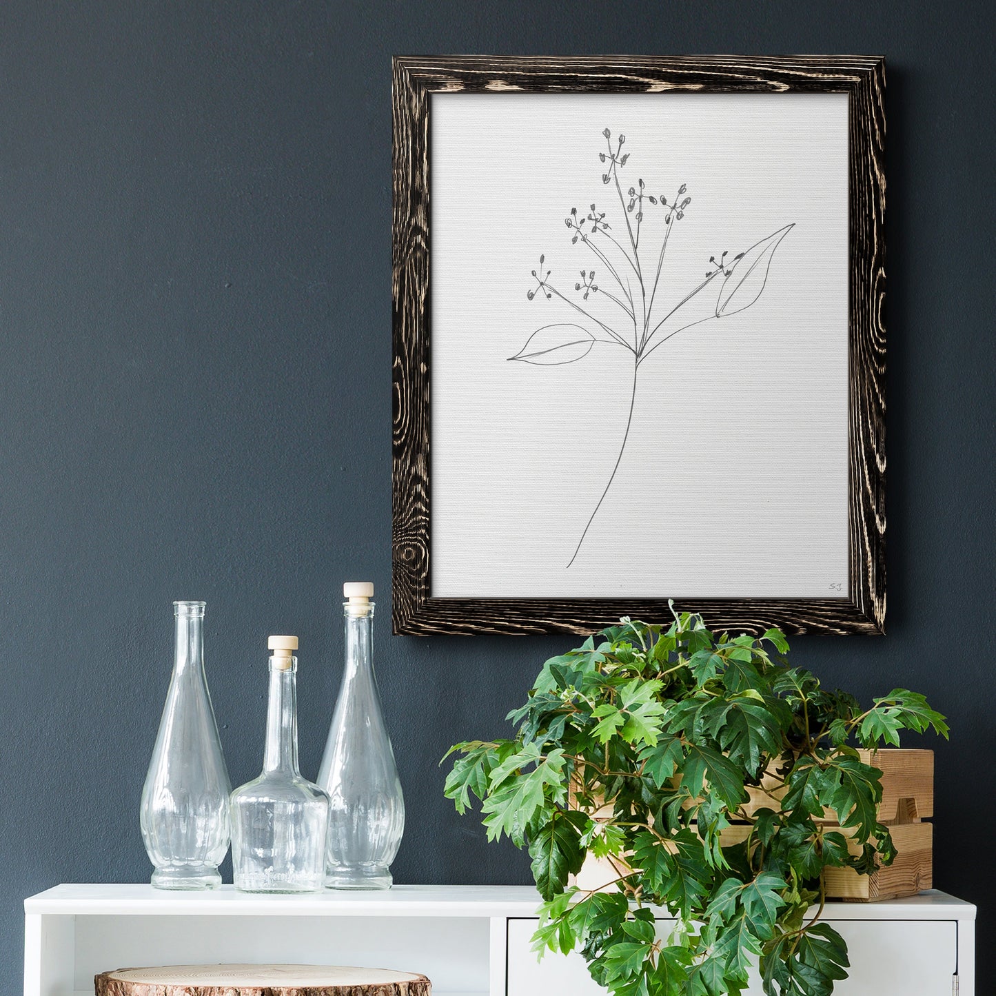 Botanical Gesture V - Premium Canvas Framed in Barnwood - Ready to Hang