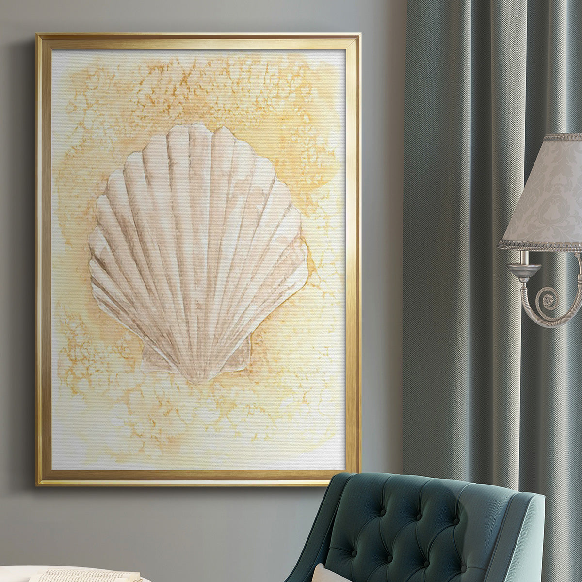 Salty Seashell II - Modern Framed Canvas Print