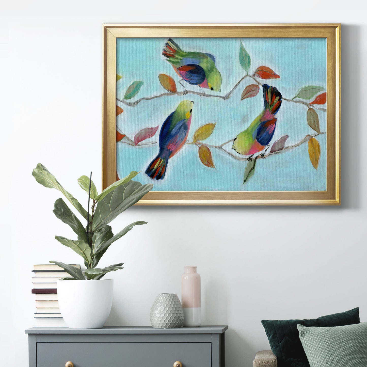 Bitty Birds I - Modern Framed Canvas Print