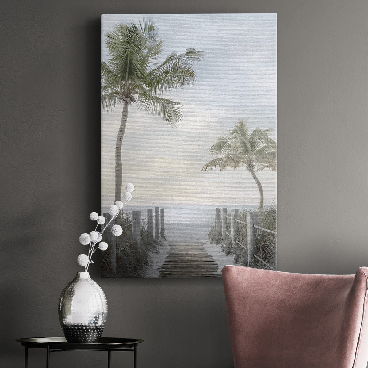 Palm Walk Premium Gallery Wrapped Canvas - Ready to Hang