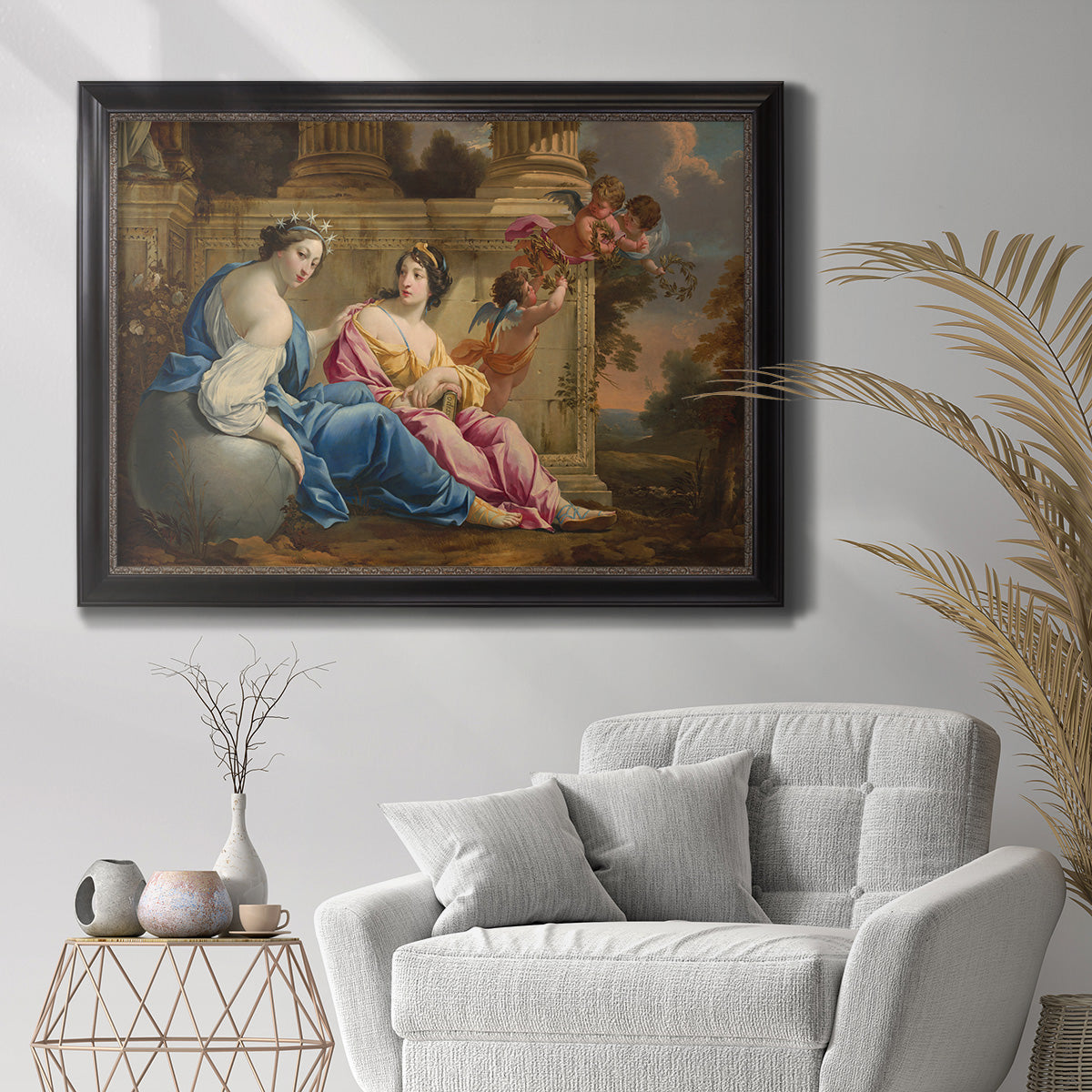 The Muses Urania and Calliope - Ornate Framed Canvas Print