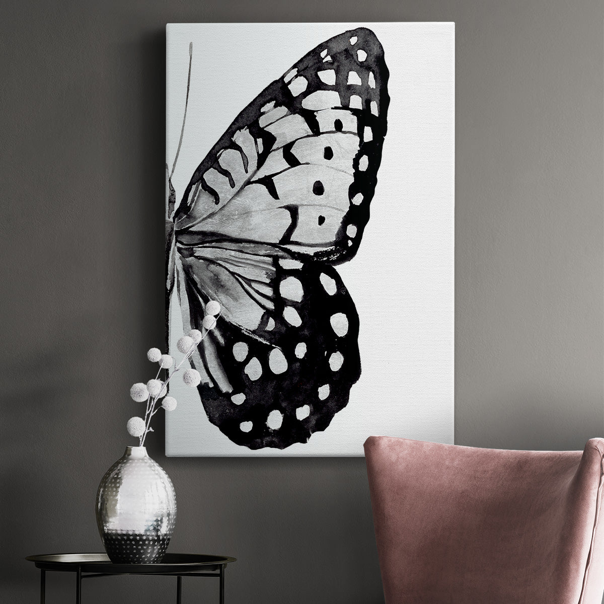 Monochrome Wings II Premium Gallery Wrapped Canvas - Ready to Hang