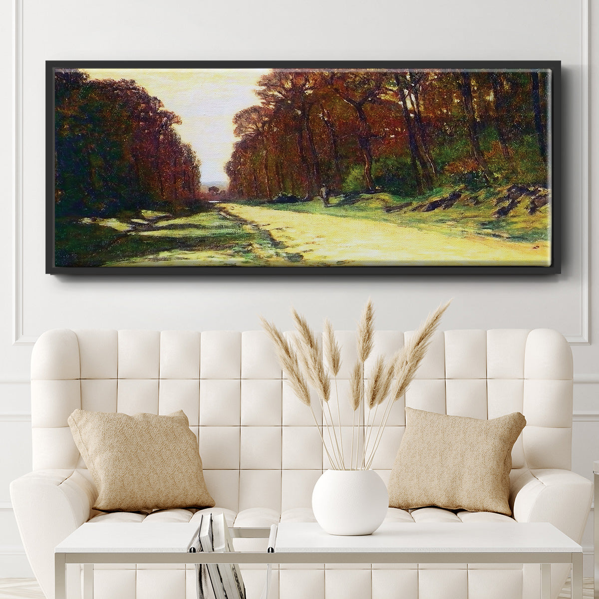 Road in a Forest Fontainebleau, 1864 - Floater Framed Canvas Print