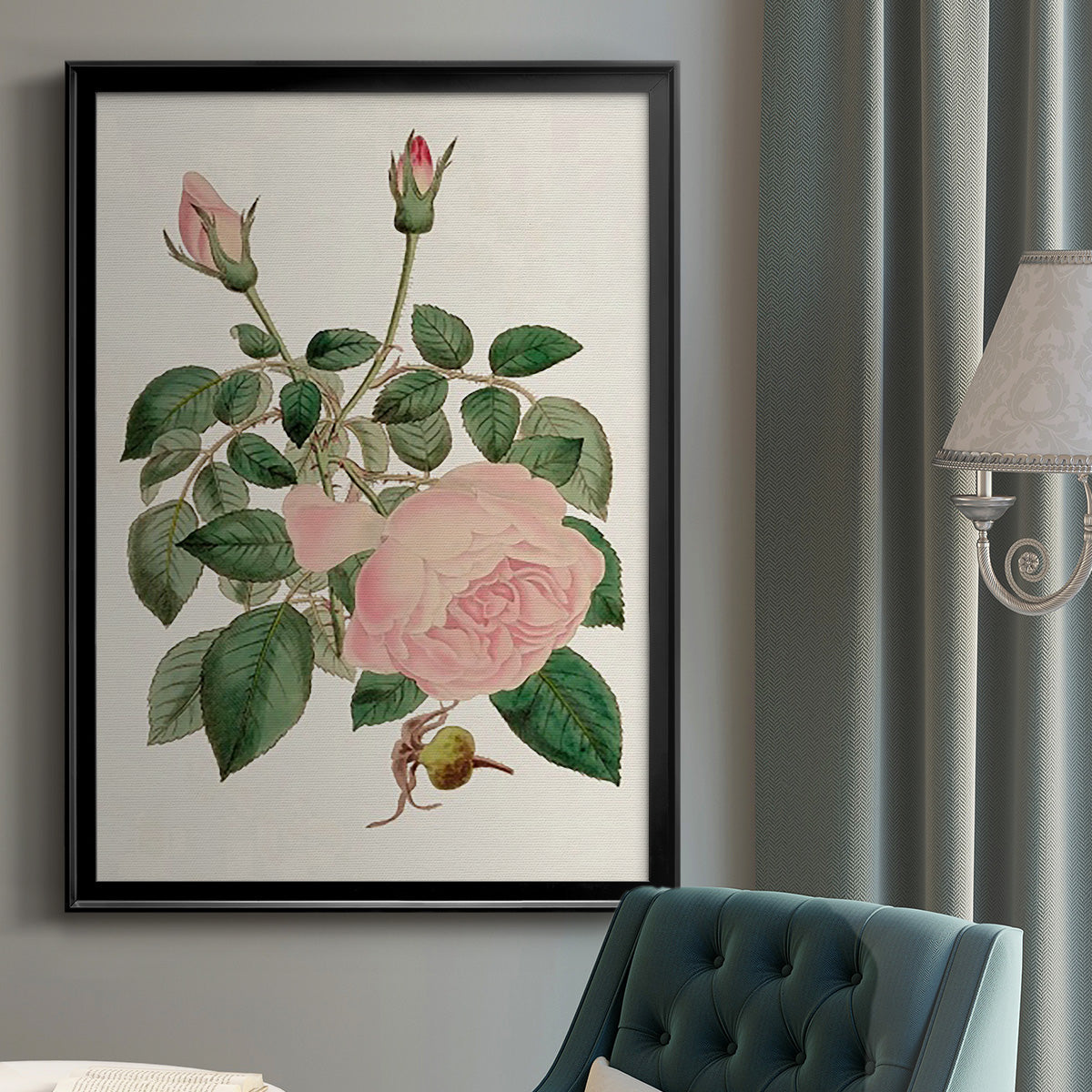 Pink Floral Mix II - Modern Framed Canvas Print