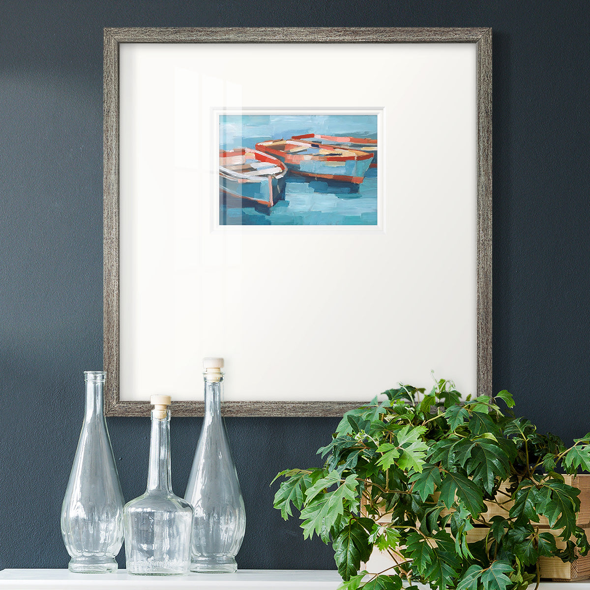 Primary Boats II Premium Framed Print Double Matboard