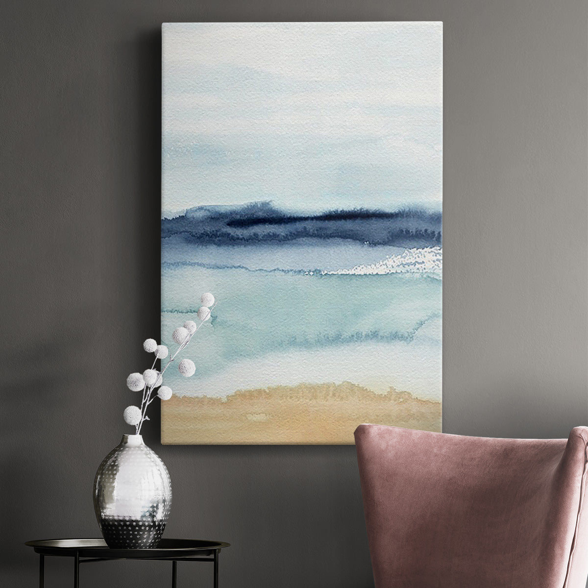 Watercolor Ocean Horizon II Premium Gallery Wrapped Canvas - Ready to Hang