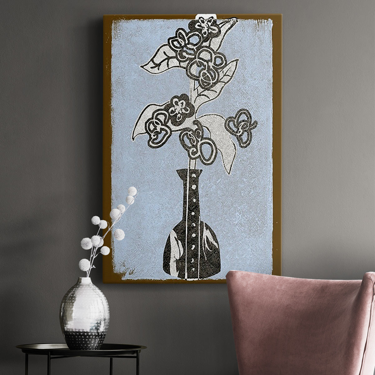 Graphic Flowers in Vase III Premium Gallery Wrapped Canvas - Ready to Hang