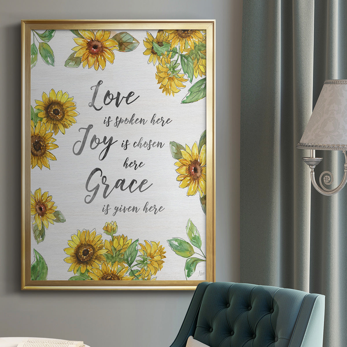 Grace Given Here - Modern Framed Canvas Print
