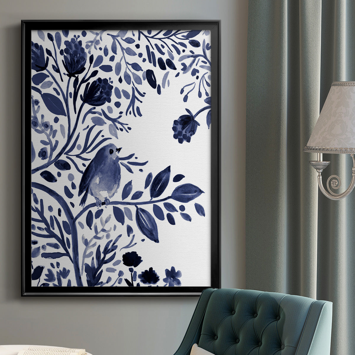 Indigo Song I - Modern Framed Canvas Print