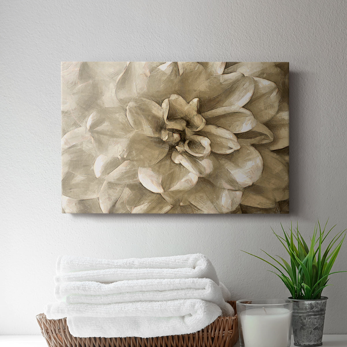 Neutral Wall Flower III - Canvas Art Print