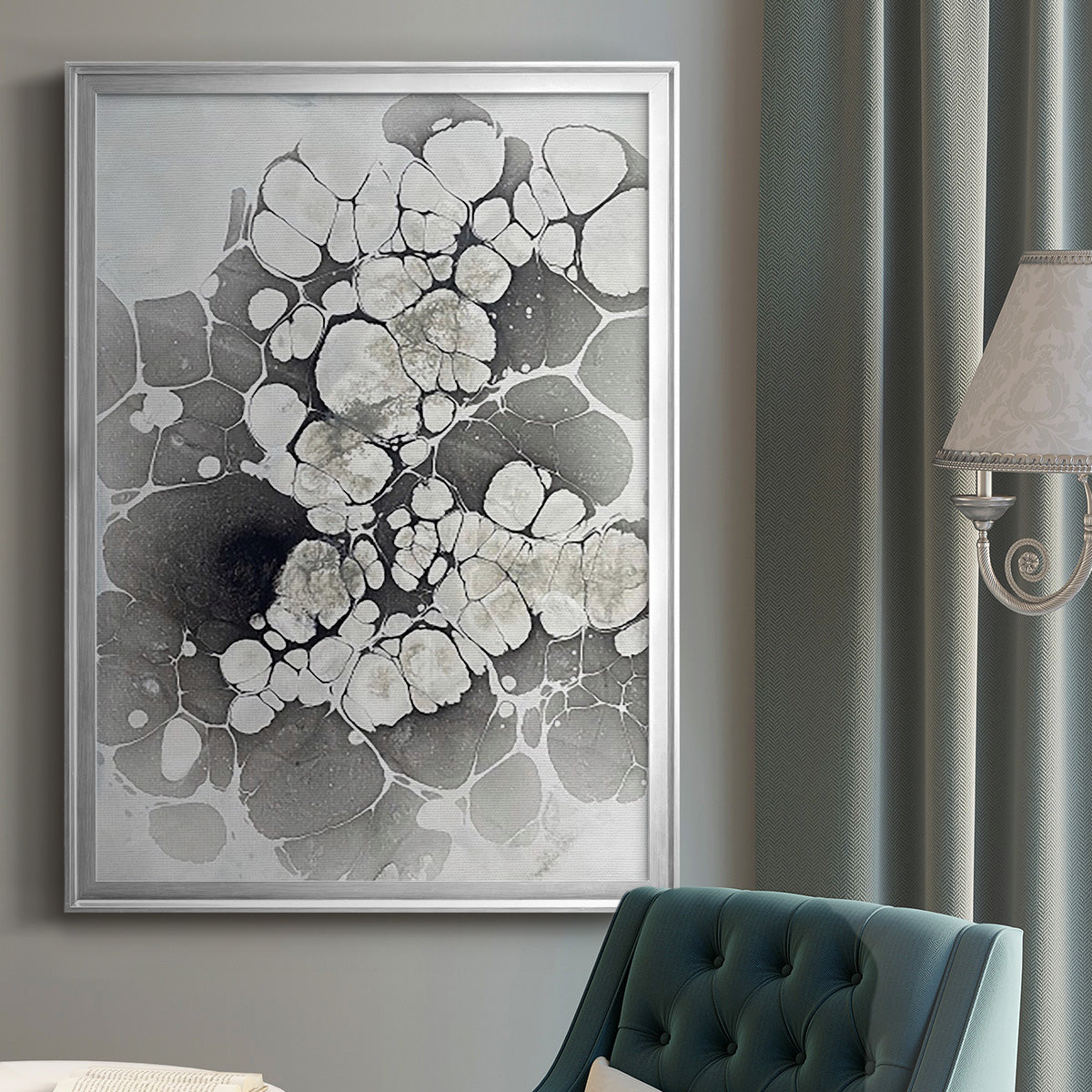 Marbling VII - Modern Framed Canvas Print