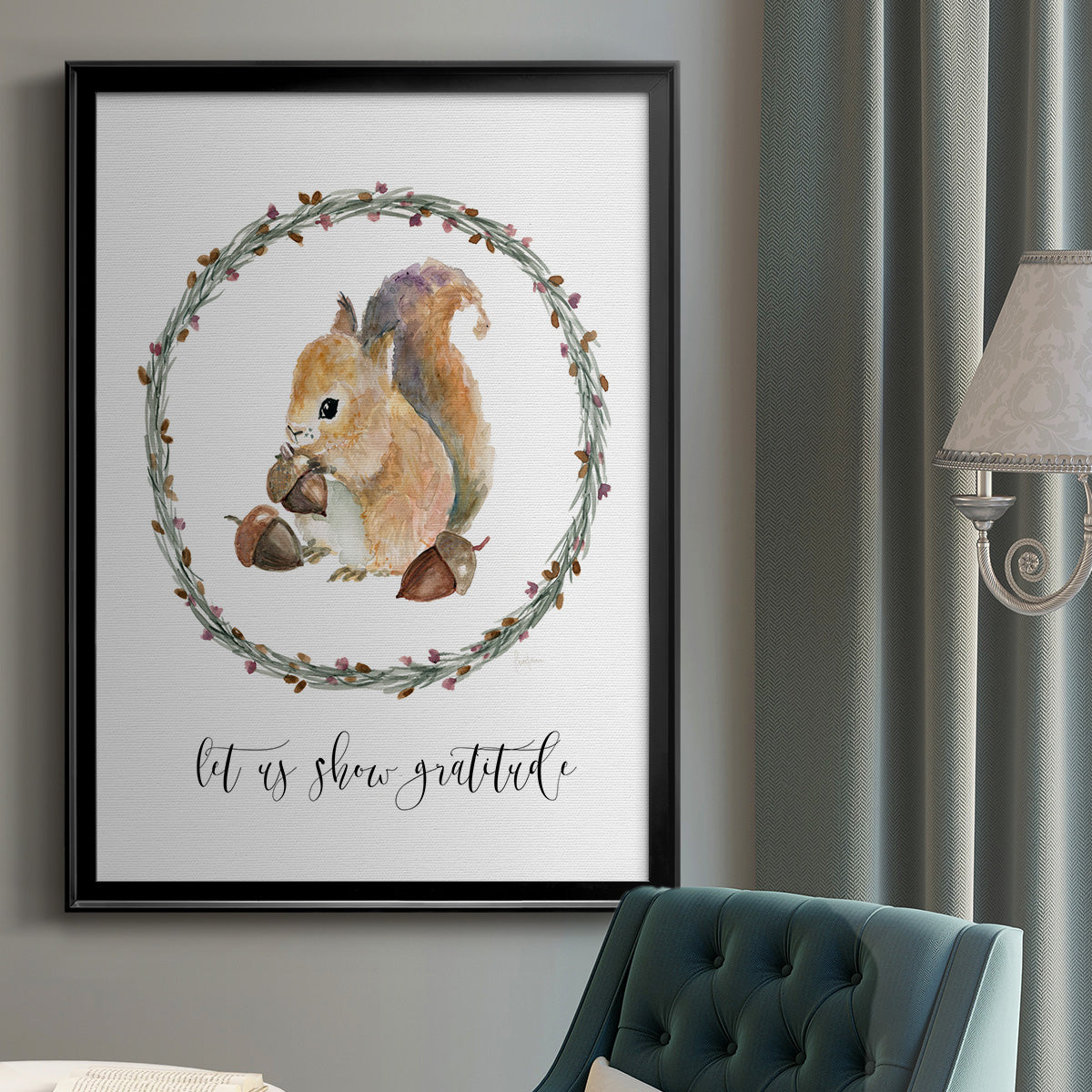 Harvest Home Squirrel - Modern Framed Canvas Print
