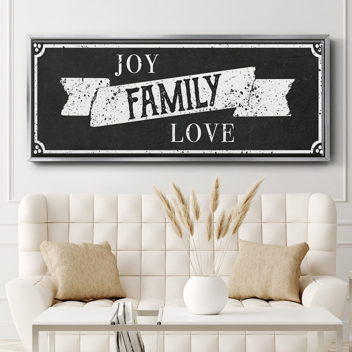 Joy Family Love - Floater Framed Canvas Print