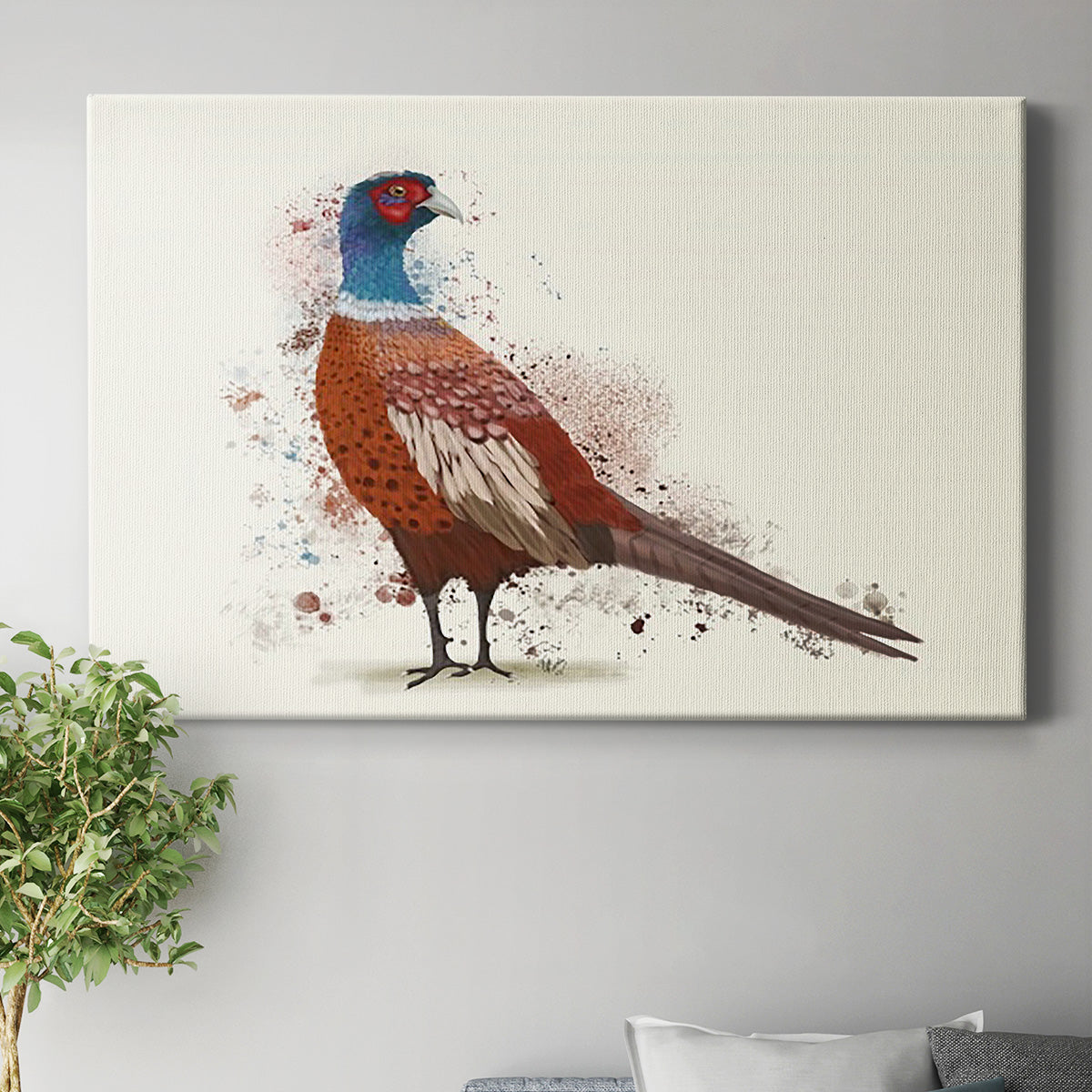 Pheasant Splash 5 Premium Gallery Wrapped Canvas - Ready to Hang