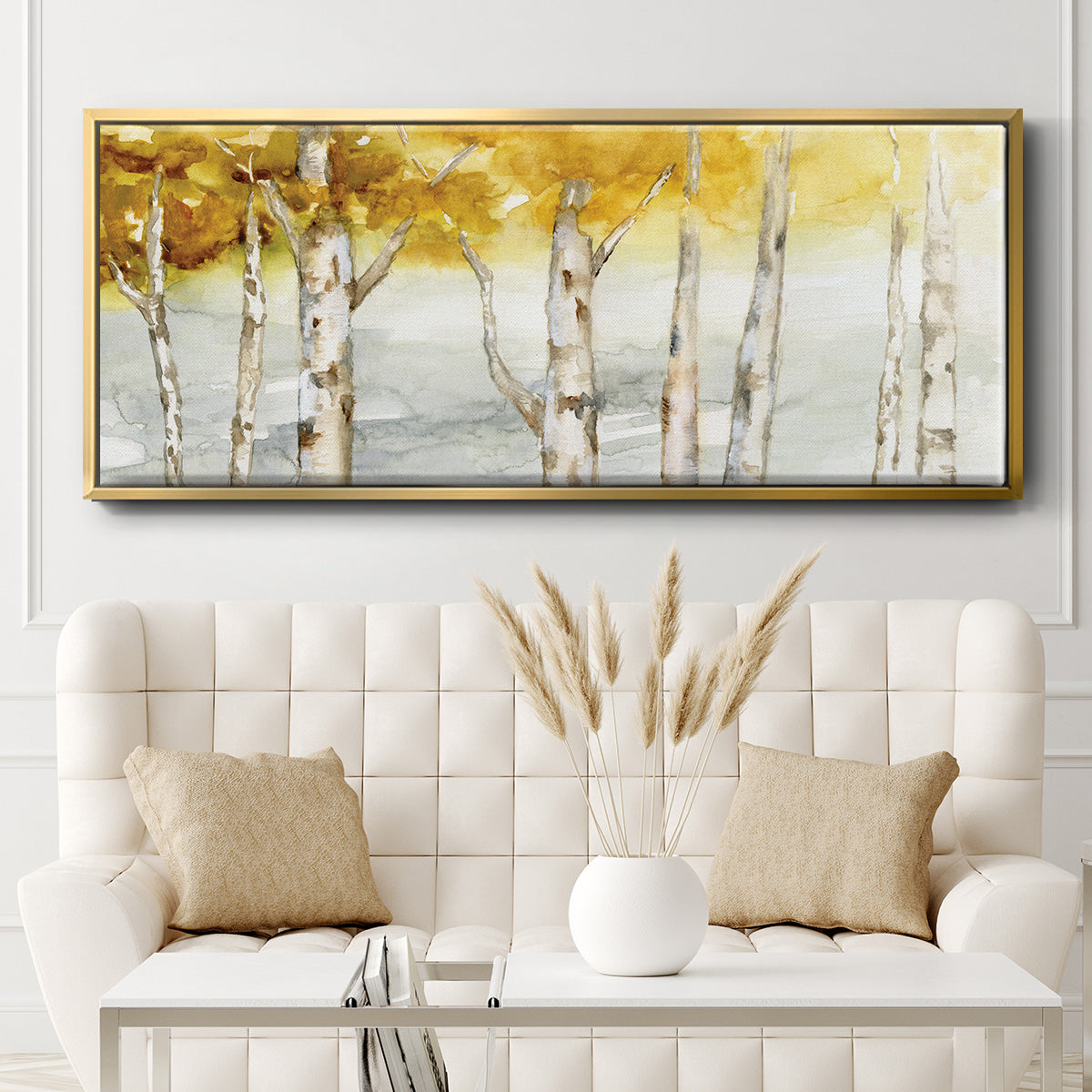 Golden Trees - Floater Framed Canvas Print