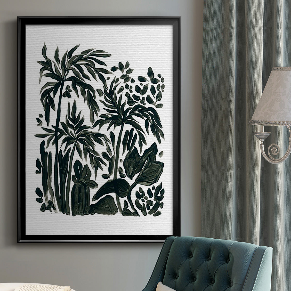 Ink Jungle III - Modern Framed Canvas Print