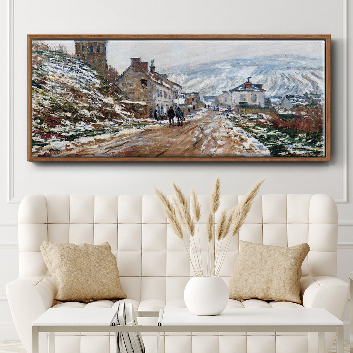 The Road in Vétheuil in Winter, 1879 - Floater Framed Canvas Print