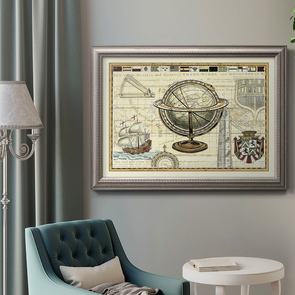 Nautical Map II Premium Framed Canvas- Ready to Hang