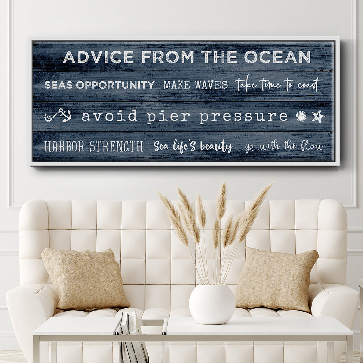 Navy Ocean - Floater Framed Canvas Print