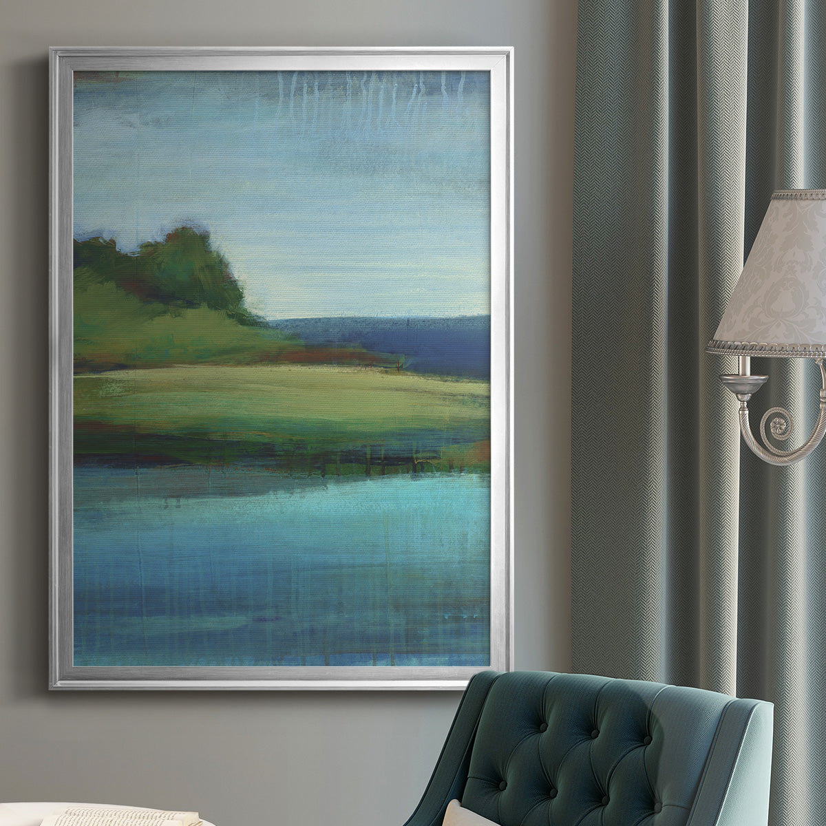 Silent Lakeside I - Modern Framed Canvas Print