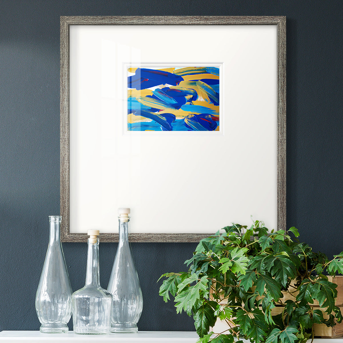 Blue and Gold Abstrat I Premium Framed Print Double Matboard