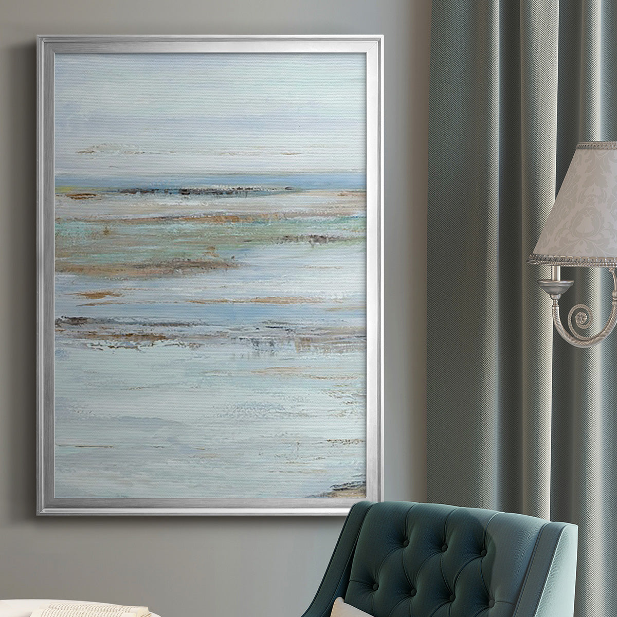 Muted Misty Marsh I - Modern Framed Canvas Print