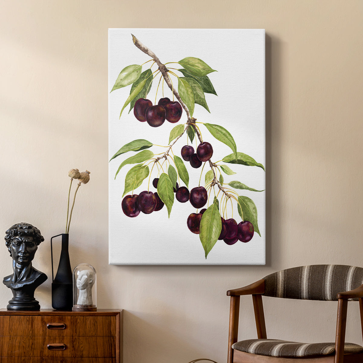 Watercolor Cherries - Canvas Art Print