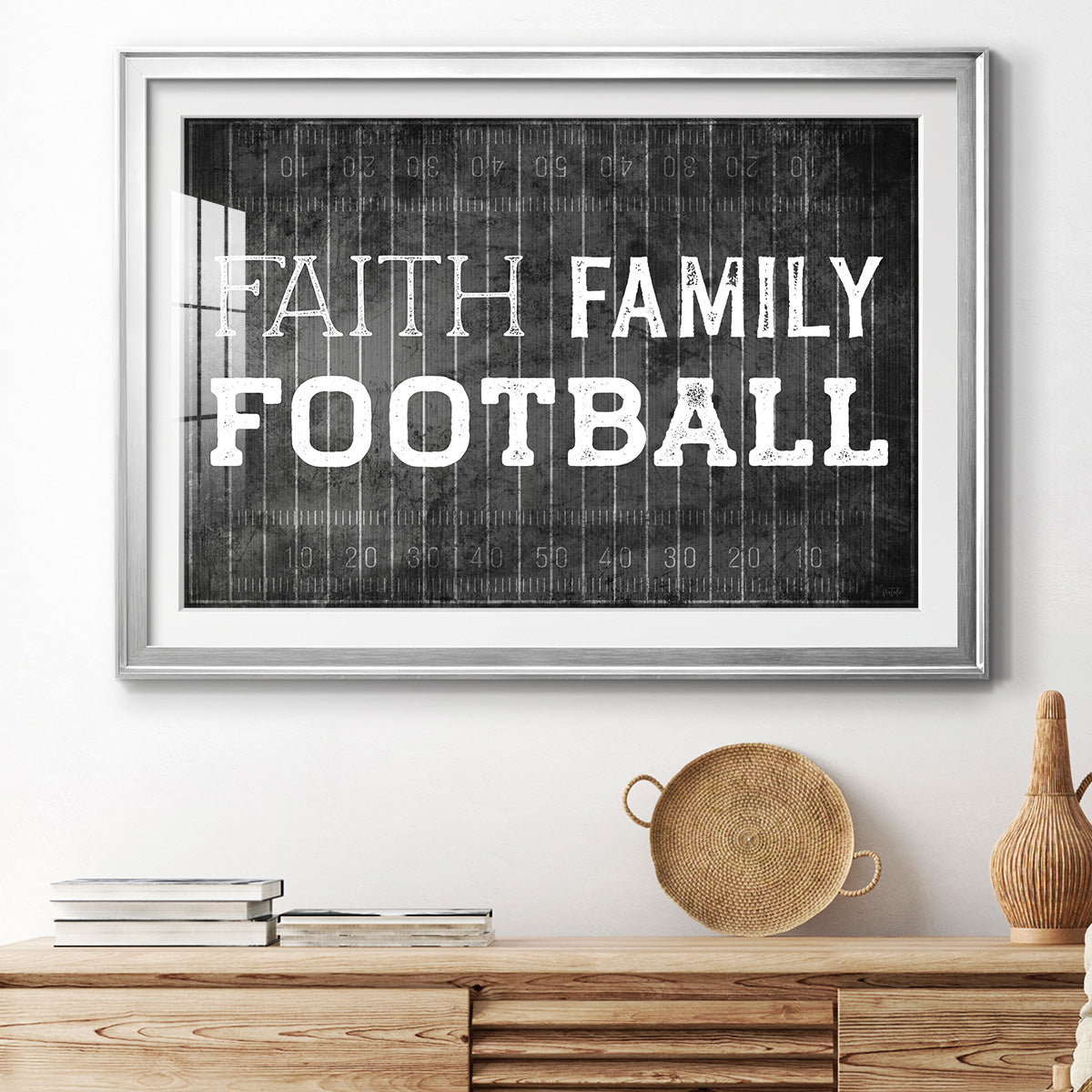 Faith Family Football - Modern Framed Art Print