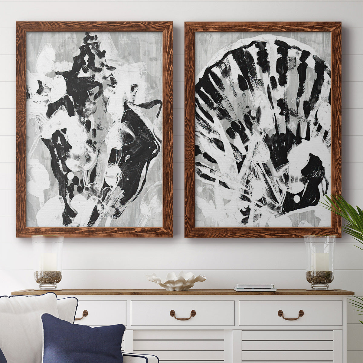 Ocean Inkblot I - Premium Framed Canvas 2 Piece Set - Ready to Hang