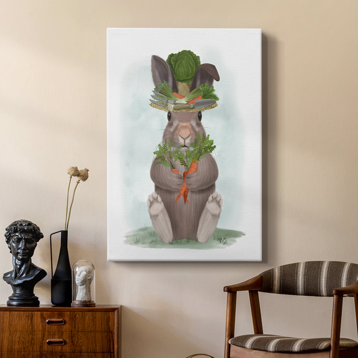 Rabbit Carrot Hat - Canvas Art Print