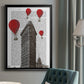 Flat Iron Building and Red Hot Air Balloons - Modern Framed Canvas Print