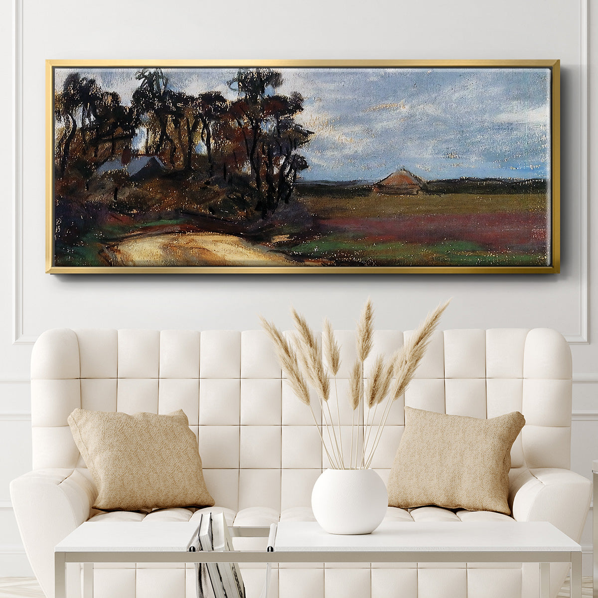 The Road and the House - Floater Framed Canvas Print