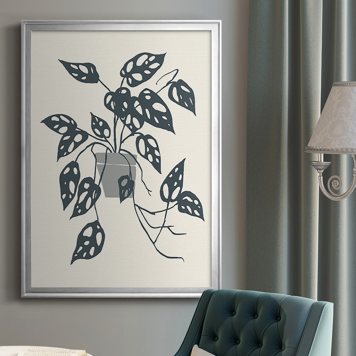 Growing Leaves I - Modern Framed Canvas Print