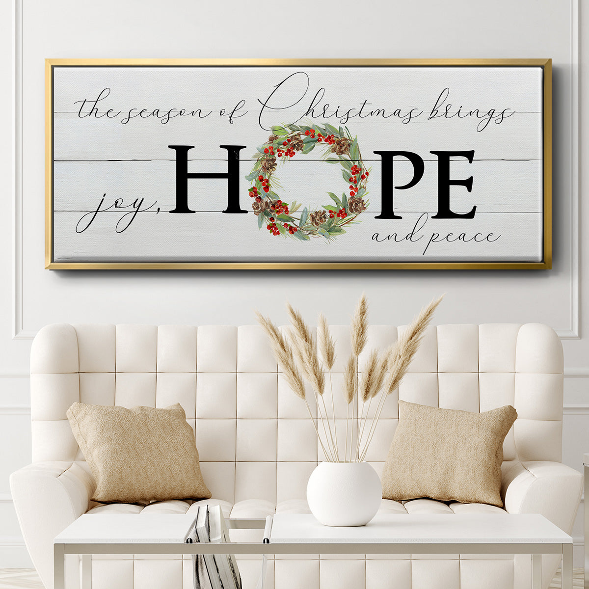 Joy Hope and Peace - Floater Framed Canvas Print