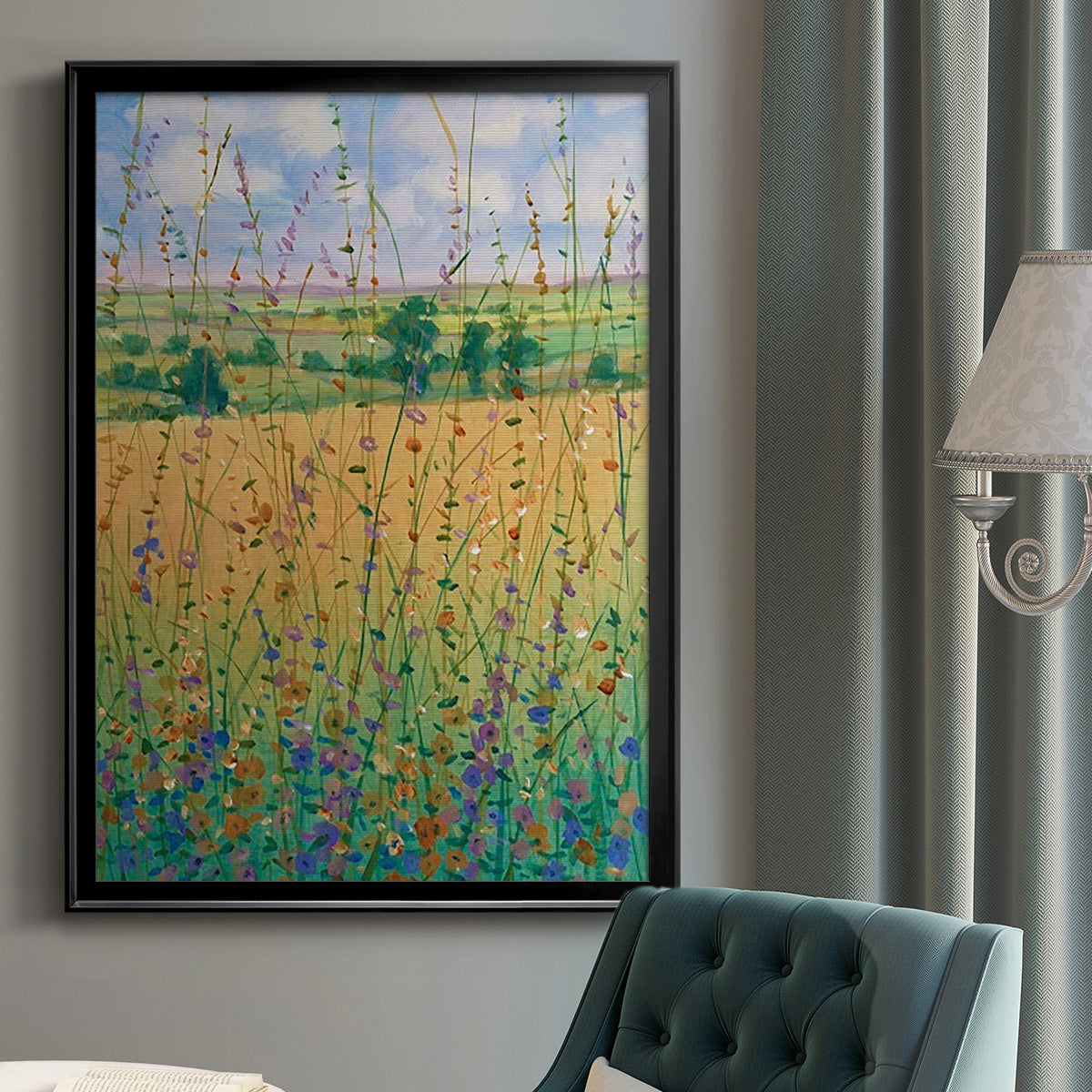 Wildflower Path II - Modern Framed Canvas Print