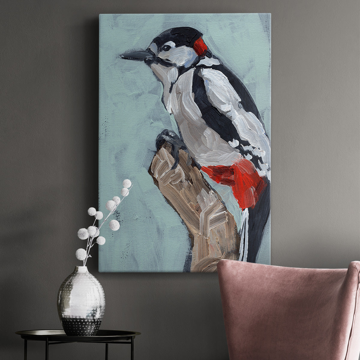 Woodpecker Paintstrokes I Premium Gallery Wrapped Canvas - Ready to Hang