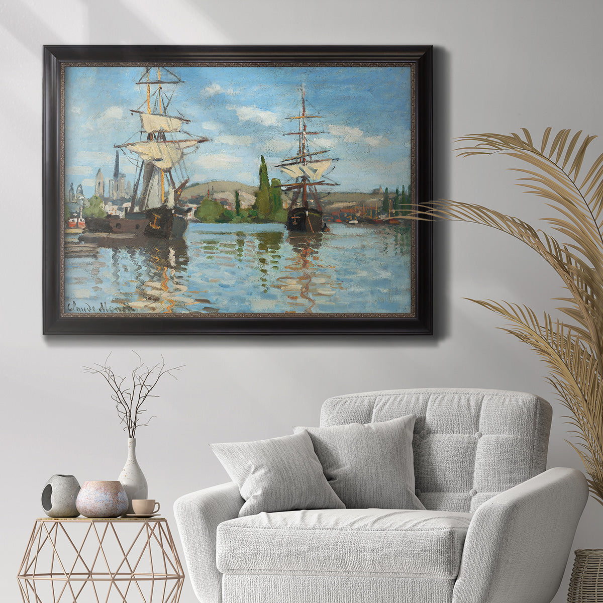 Ships Riding on the Seine - Ornate Framed Canvas Print