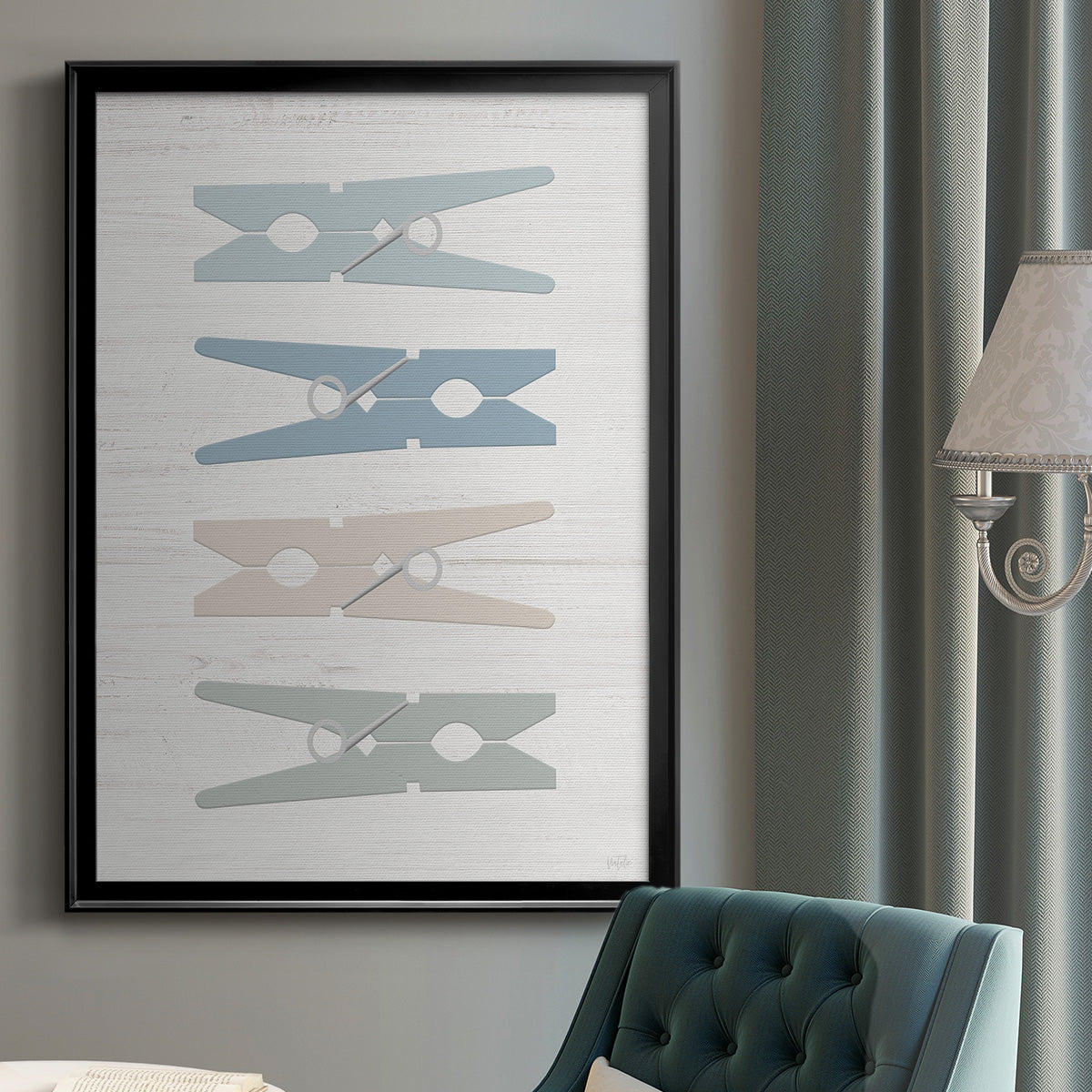 Laundry Pins - Modern Framed Canvas Print