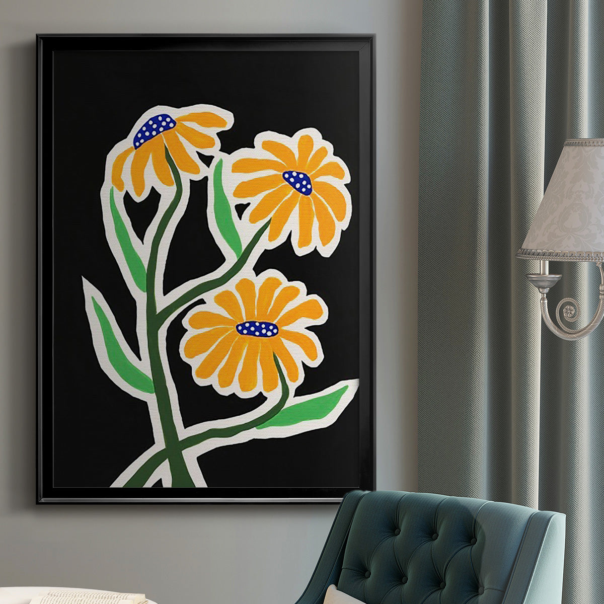 Pop Flowers I - Modern Framed Canvas Print