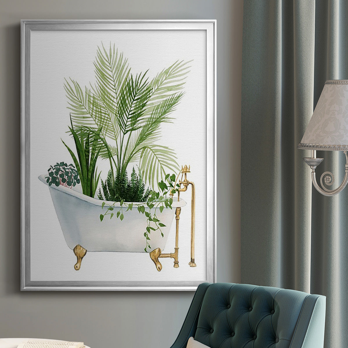 Plant Bath I - Modern Framed Canvas Print